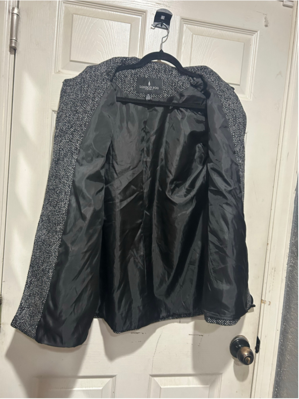 Women's London Fog Pea Coat Size M Black White Tweed - Picture 4 of 8